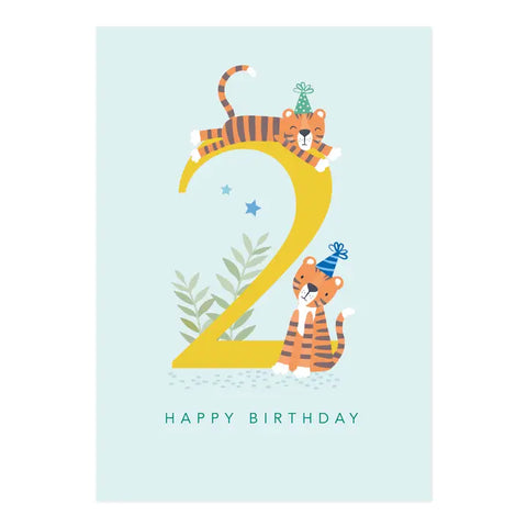 Happy Birthday Card | Age 2 Tiger Card