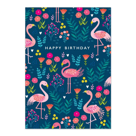 Happy Birthday Card | Beautiful Flamingo Patterned Card