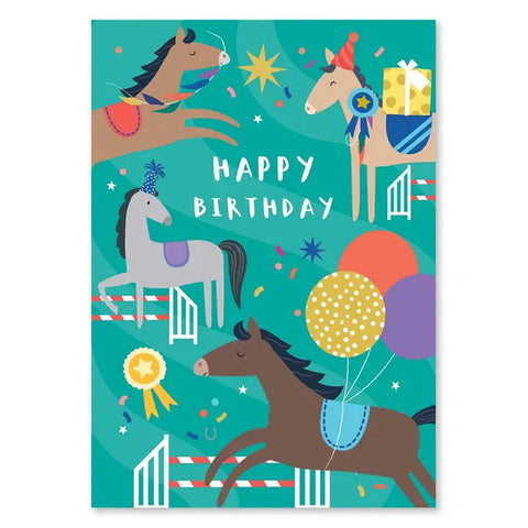 Fun Horses Kids Birthday Card
