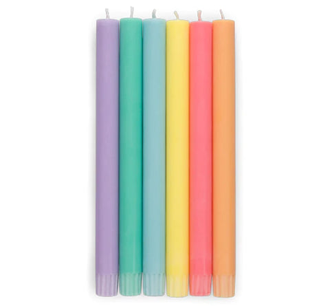Mixed Set Pastel Rainbow Eco Dinner Candles, 6 per pack