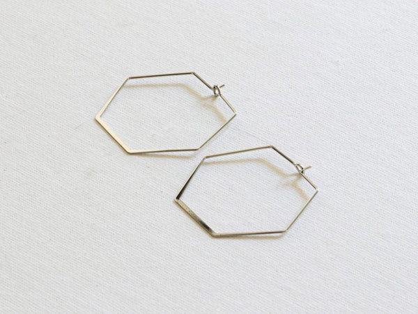 BACK IN STOCK FEB 2024!! Hexagon Hoops - Gold or Silver