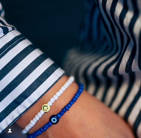 White Smiley Beaded Bracelet
