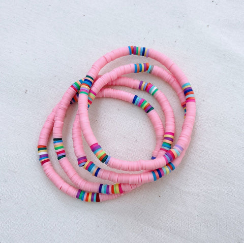 Heishi Bead Bracelets - Pink