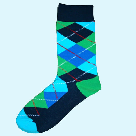 Men's Argyle Socks - Blue, Green, Turquoise and Navy