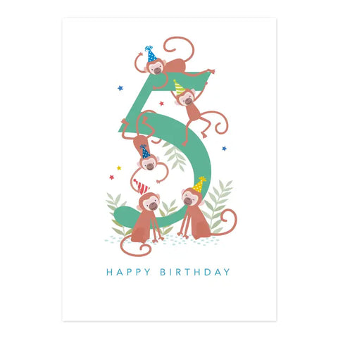 Happy Birthday Card | Age 5 Monkey Card