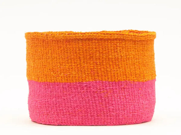 Orange & Neon Pink Duo Colour Block Woven Basket