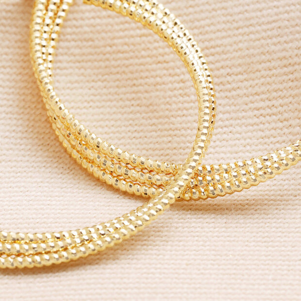 Triple Layered Thread Hoop Earrings in Gold