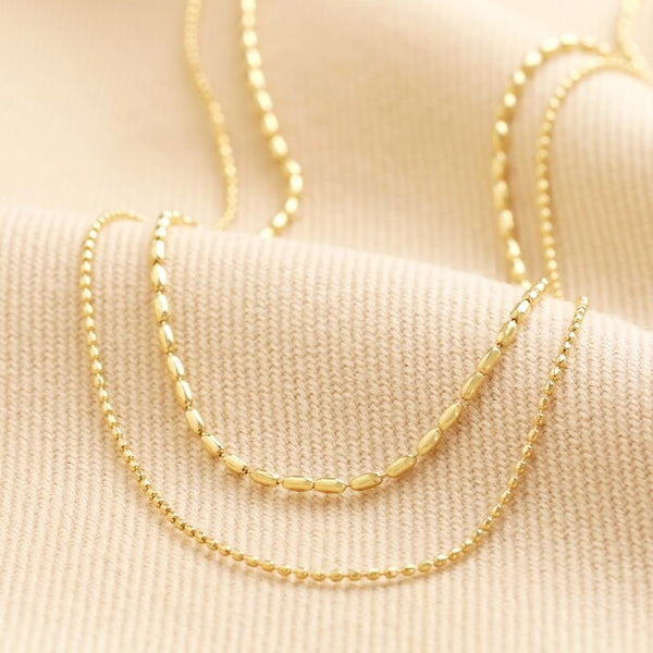 Double Ball Chain Necklace in Gold