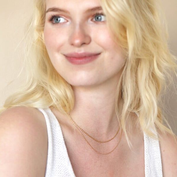 Double Ball Chain Necklace in Gold