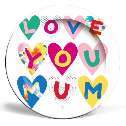 6 Inch Plate / Trinket Dish / Saucer - Love You Mum Hearts