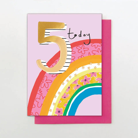 Happy Birthday Card | Age 5 Rainbow