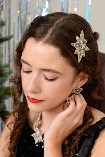Large Silver Star Hair Clip