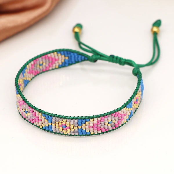 Green & Blue Mix Adjustable Bead Bracelet