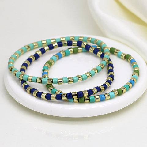 Gold, Green & Blue Mix Bracelets