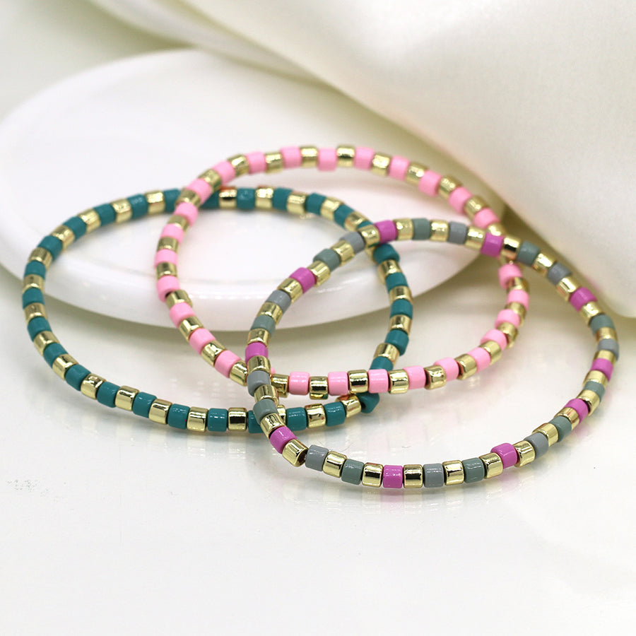 Gold, Pink & Blue Mix Bracelets