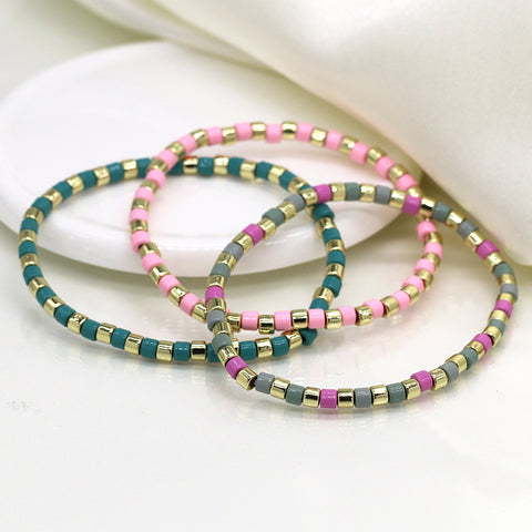 Gold, Pink & Blue Mix Bracelets