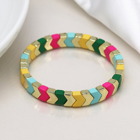 Golden & Mixed Bright Chevrons Bracelet