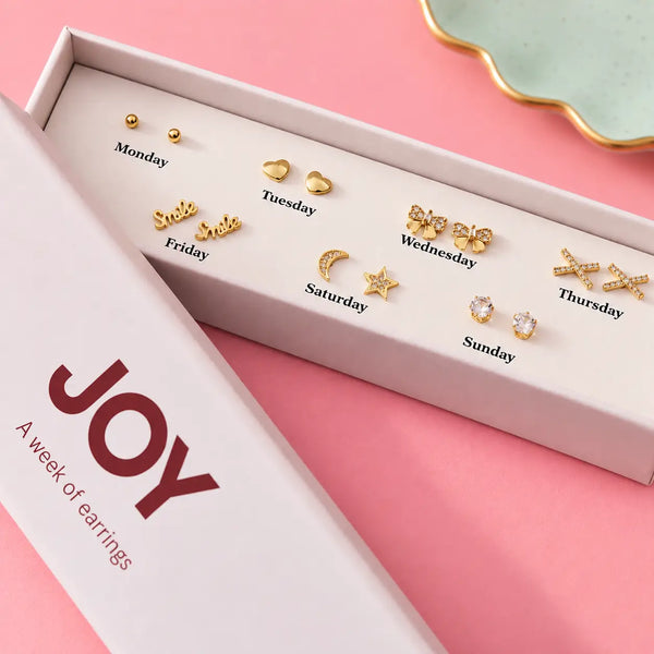 Gold Plated Studs - A Week of Earrings Gift Set