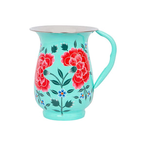 Turquoise Peony Stainless Steel Jug