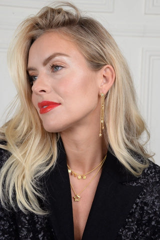 Gold Star Chain Drop Earrings