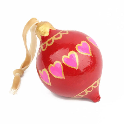 Red and Pink Heart Teardrop Bauble Decoration