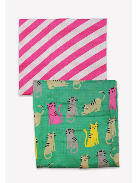 Cat Print Muslins - 2 Pack