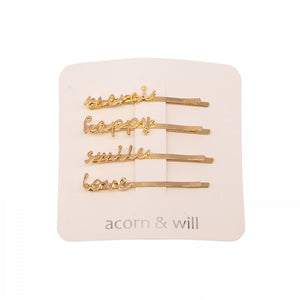 Set of 4 Words Hair Slides