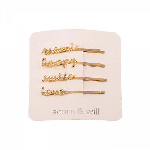 Set of 4 Words Hair Slides