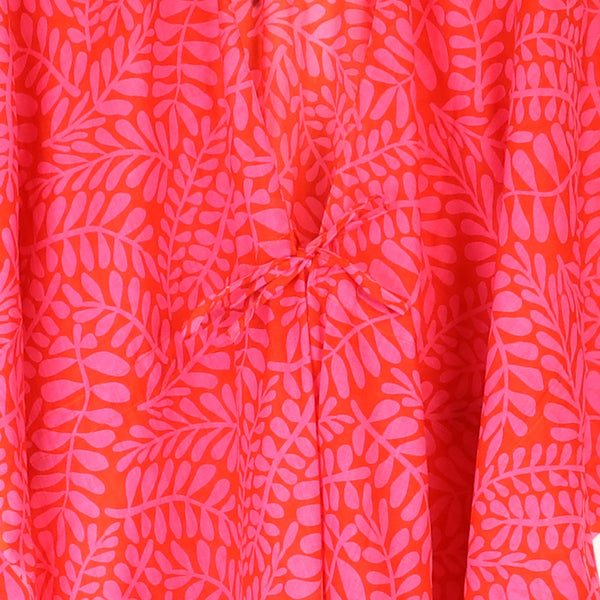Red and Pink Mix Vine Print Cotton Kaftan