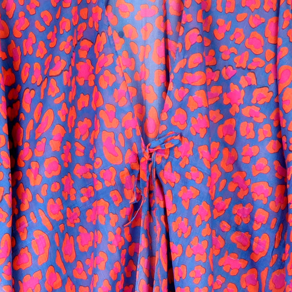 Blue and Pink Camo Print Cotton Kaftan