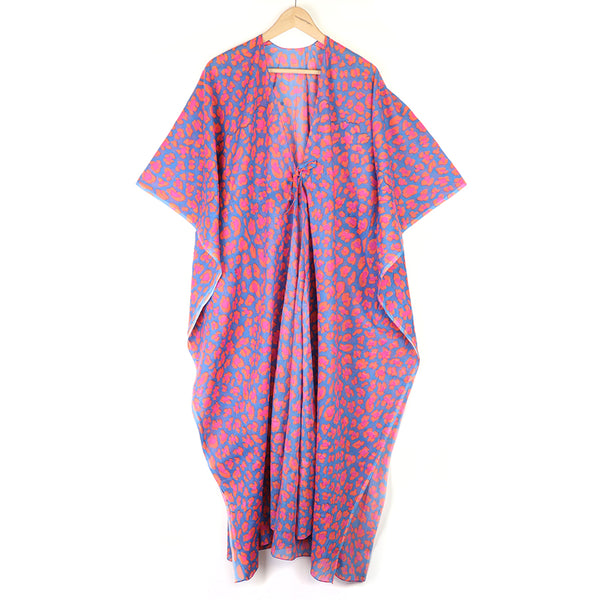 Blue and Pink Camo Print Cotton Kaftan