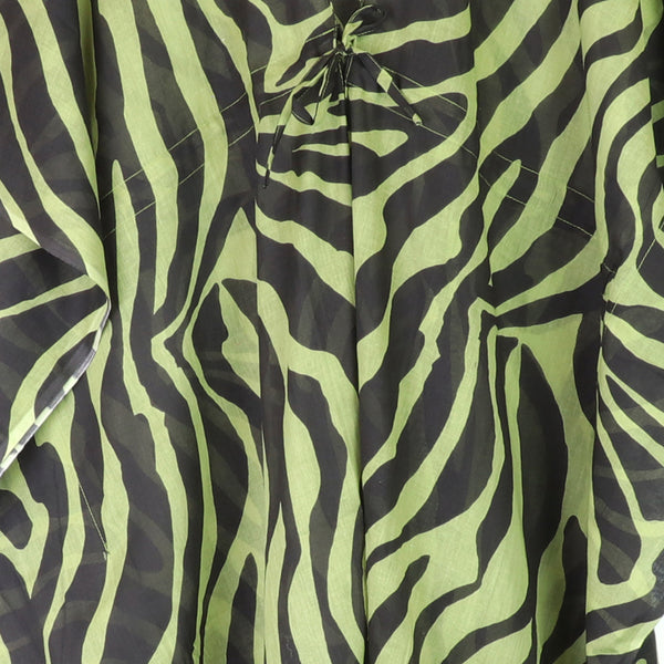 Black and Green Zebra Print Cotton Kaftan