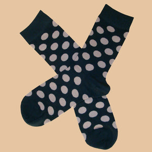 Men's Spotted Socks Black and Beige
