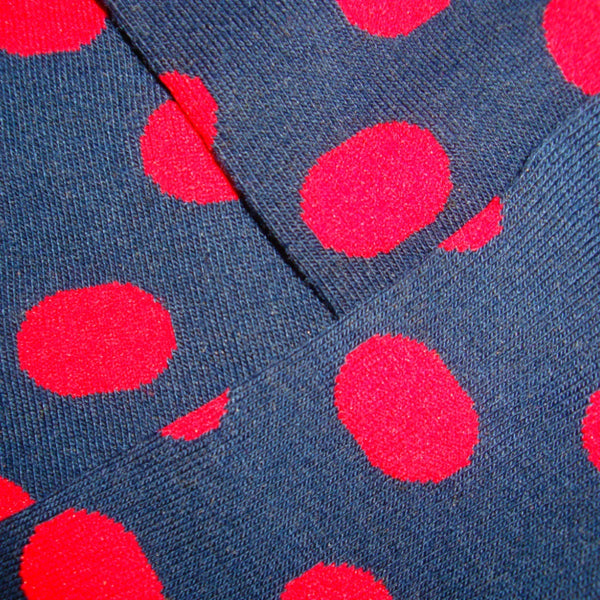 Men's Spotted Socks - Navy and Red