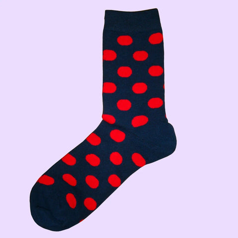 Men's Spotted Socks - Navy and Red