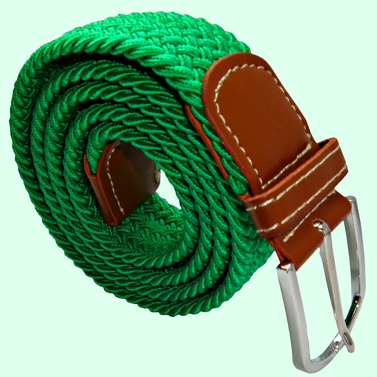 BACK IN STOCK! Plain Green Woven Elasticated Fabric Belt