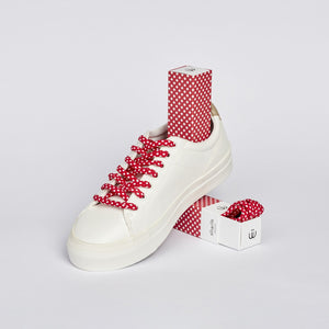 HALF PRICE! LAST FEW LEFT!! Sliwils | Fabric Shoe Laces | Polka Red | 120cm