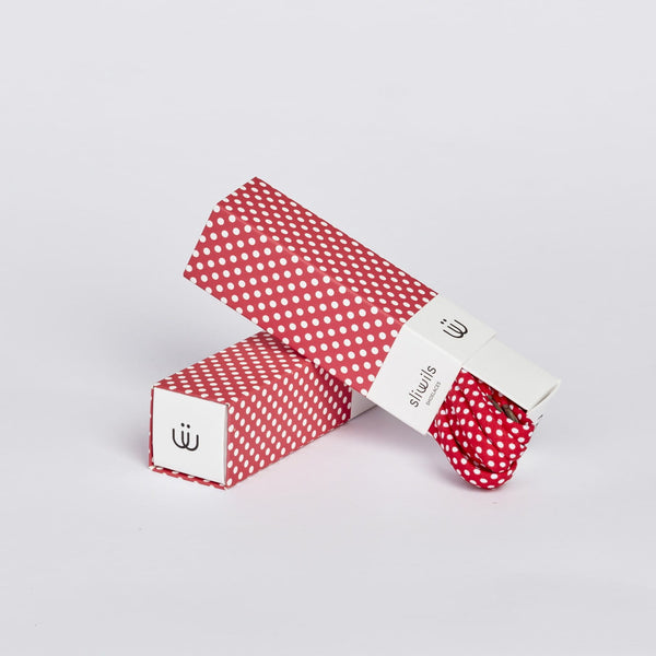 HALF PRICE! LAST FEW LEFT!! Sliwils | Fabric Shoe Laces | Polka Red | 120cm