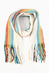 Cream, Rainbow Stripe - Heavyweight Scarf