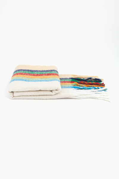 Cream, Rainbow Stripe - Heavyweight Scarf