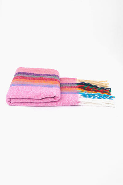 Hot Pink, Rainbow Stripe - Heavyweight Scarf