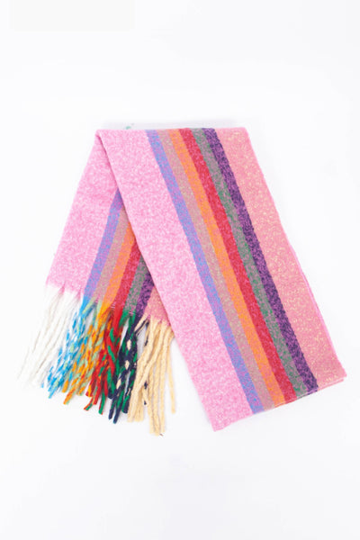 Hot Pink, Rainbow Stripe - Heavyweight Scarf