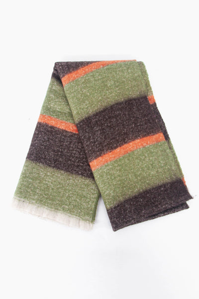 Khaki/Orange, Block Stripe - Midweight Scarf