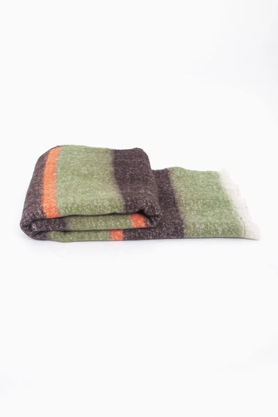 Khaki/Orange, Block Stripe - Midweight Scarf