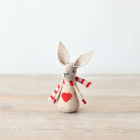 Fabric Rabbit with Red Scarf