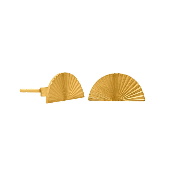 Gold Sunrise Crescent Studs
