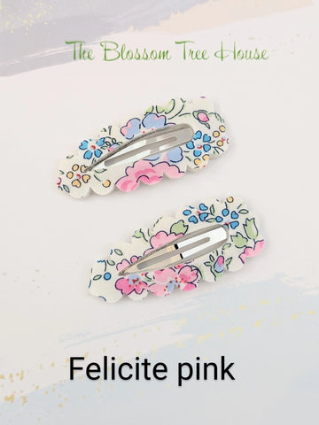 Liberty London Fabric Hair Clips- Spring Collection - Felicite Pink