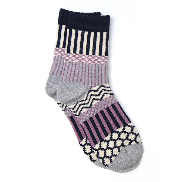 Navy and Lilac Multi Knit Socks