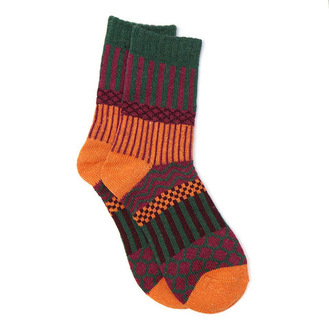 Green and Orange Multi Knit Socks