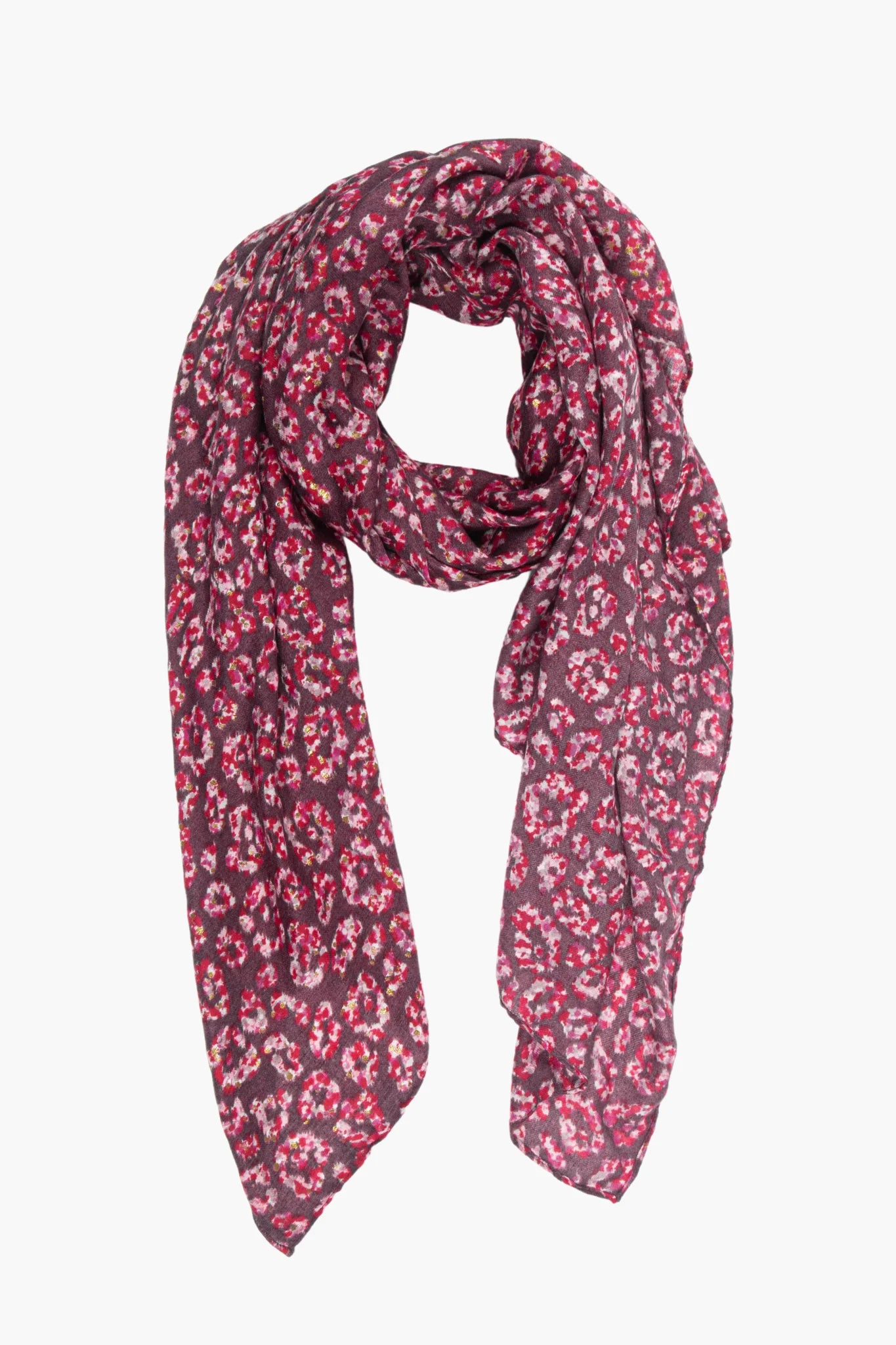Mauve, Pink & Gold Leopard Print Scarf